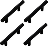ATLANTIC Cabinet Handle Pull Stainless Steel Black Coating for Kitchen and All Types Wooden Furniture Doors , Total Length: 12.20 inches, Pack of 4 PCS Stainless Steel Cabinet/Drawer Handle(Black Pack of 2)