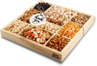 HyperFoods RawFruit Jumbo 10 Dry Fruit Combo Wooden Gift Box | Premium Dried Fruit Berries Combo Gift Pack with Greeting Card | Thank you Gratitude Appreciation Gift for Boss Teacher Mentor Friends(1100 g)