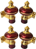 Sun Shield Maroon, Gold Curtain Hooks, Rod Rail Bracket, Curtain Knobs Metal(Pack of 4)