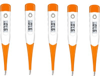 MCP Flexible Tip Orange Waterproof Digital Thermometer Pack of -5 Flexible tip Waterproof Dual Scale Fahrenheit & Celsius Thermometer(Orange, White)