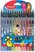 Maped Color'Peps Monster 12 Felt Pen Set and 15 Color Pencils Set(Set of 27, Multicolor)