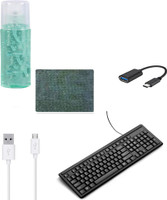 HP .Full-Sized Keyboard , Hotkeys and function for Desktop/Laptop/Smart TV Spill-Resistant Wired USB Keyboard with 10 million keystrokes lifespan Micro USB Data Cable Tough & Unbreakable Braided Cable , Fast Charging support , 2.4 AMP Charging & Data Sync USB Cable Compatible for All Android Devices