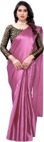 AKKI ENTERPRISES Solid Daily Wear Silk Blend Saree(Pink)