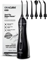 ORACURA Smart Plus Water Flosser OC200 Black | Portable and Rechargeable With Upgraded And Elegant Design Black & White Custom Operation Mode | With 5 Tips & 200ml Tank Capacity IPX7 Waterproof | water Flossing for Home, Braces & Bridges Care(11.3 cm)