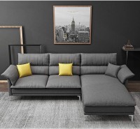 Woodcasa Frsessia RHS L Shape Fabric 4 Seater  Sofa(Finish Color - Dark Grey, Knock Down)