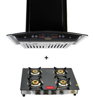 Fabiano STAR DJ BK 60cm + 4 Burner Cooktop Wall Mounted Chimney(Black 1100 CMH)