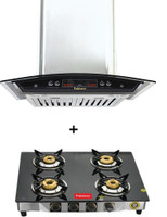 Fabiano STAR DJ SS 60cm + 4 Burner Cooktop Wall Mounted Chimney(Silver 1100 CMH)