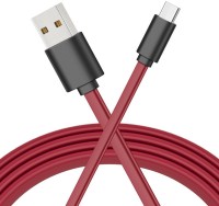 ZINUX Type-C Flat Cable , USB to Type-C Cable 4 Ft / 1.5 M ,Made from PVC and Pure Copper for Fast Charge and High-Speed Data Transfer 2.4 A 1.5 m copper briding USB Type C Cable(Compatible with Samsung, Vivo, Oppo,Realme,Honour,ONE PLUS,CABLE, Red, One Cable)