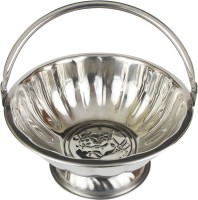 Spillbox Traditional Handcrafted Silver Flower basket for Pooja/Worship – Lotus Ganesh-Silver Brass(1 Pieces, Grey)