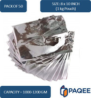 PAQEE Aluminium Silver Food Storage Bags [Food Grade High Quality] Aluminium Storage Pouch(Pack of 50)