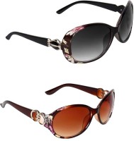 GLAMORSTYL Butterfly, Cat-eye, Over-sized Sunglasses(For Girls, Brown, Black)