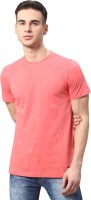 Jade Blue Solid Men Round Neck Pink T-Shirt