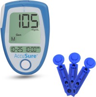 AccuSure Blue Blood Glucose Meter Contains Free 25 Strips And 10 Lancet Comes With 100 Extra Lancet Glucometer(Multicolor)