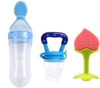 WAHHSON Baby Cerelac Rice Paste Milk Cereal Bottle Food Feeder & Baby Fruit Nibbler & Silicone Teether for 6 to 12 Months Baby (Combo Save Pack, Type 4) - 90 ml(Combo-Type 4)