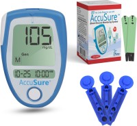 AccuSure Blue Blood Glucose Meter Contains Free 25 Strips And 10 Lancet And Comes With Additional 100 Lancets and 50 Strips of Blue Glucometer(Blue)