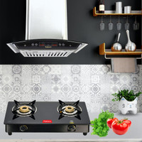 Fabiano STAR DJ SS 60cm + 2 Burner Cooktop Wall Mounted Chimney(Silver 1100 CMH)
