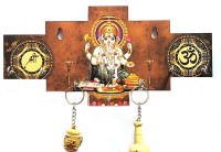 ArtofDot Beautiful Ganesha key holder for home decor Wood Key Holder(7 Hooks, Multicolor)