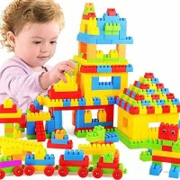 BOZICA BEST BUY 100pcs(92 PIECE+8 TYRES) DIY Children's Assembling Toys Plastic Thickened Large Particles Building Blocks Creative Educational Toys(Multicolor)