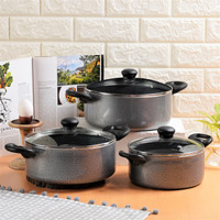 Kreme DELUXE 3mm NonStick Induction Bottom Casserole 2.5L + 3.5L + 4.5L Set of 3 pcs Induction Bottom Non-Stick Coated Cookware Set(Aluminium, 3 - Piece)