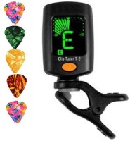 TechBlaze Digital Guitar Tuner with Three Picks, Digital Calibration Tuner with LCD Display for Guitar Easy to Use Highly Accurate Clip-on Electronic Tuner Specialized for Acoustic and Electric Guitar Automatic Digital Tuner(Chromatic: Yes, Black)