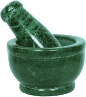 Tulika Collections Hygenic Green Mable Mortar & Pestle,Ayurvedic Medicine Crusher,Spice Mixer, Okhli & Musal,Kharal for Kitchen 4 inch Marble Masher
