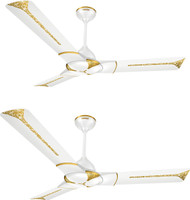 LUMINOUS 1200Mm Jaipur Ghoomar C/F Makrana Wh 3 Star 1200 mm Energy Saving 3 Blade Ceiling Fan(Makrana White, Pack of 2)