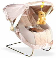 JoyRide Multipurpose Musical Carry Cot/Bouncer/Rocker with Mosquito Net and Storage Box Bouncer(Beige)