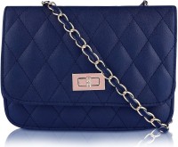Threadstone Blue Sling Bag Premium Leatherite Women's Designer Sling Bag having Chain Stripe design Twisted Lock - Blue