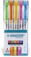 HAUSER Combo Dual Highlighter(Set of 5, Aqua blue, Bright Orange , Golden Yellow, Lavender Purple, Lime Green.)