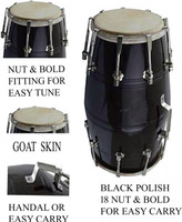 RAM musical BLACK POLISH 18 Nut & Bolts Dholak(Black)
