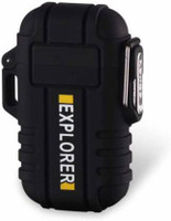 Marvel Explorer Waterproof Protective Case Electronic USB Plasma Double Arc Rechargeable Cigarette Lighter E_USB Lighter Cigarette Lighter(Black)