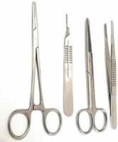 ARINEO 4 PC. SET -NEEDLE HOLDER,B.P HANDLE, DRESSING SCISSOR, DISSECTING FORCEP (NON-TOOTHED) Utility Forceps