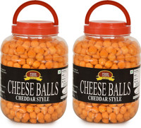 FOOD ESSENTIAL Cheese Balls (Cheddar Flavour, Plant-based Snack, Party Pack) Namkeen(2 x 400 g)