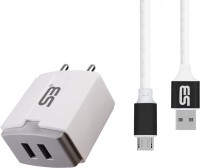 shopbucket 3.4A Double USB Port Fast Power Adapter BIS Certified, Auto-detect Technology, (White) with Micro USB 2.4A Charging Cable (Black) Length 1.2 Meter Long Cable Compatible With Techno Spark 7Pro,Tecno Spark Power, Tecno Spark 6 Air, Tecno Spark Go, Tecno Spark 5, Tecno Spark Power. 5 W 3.4 A
