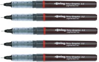 rotring 0.2mm Line Thickness Tikky Graphic Fineliner with Black Pigmented Lightfast And Water Resistant Ink, Non Refillable Fineliner Pen(Pack of 5, Black)