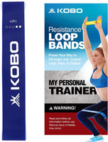 KOBO AC-80 Loop Bands 2" Wide Level 2 for Stretching Fitness with Workout Guide Booklet Resistance Band(Blue, Pack of 2)