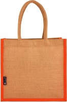 Promise Bags Perfect Eco Friendly Naturally processed Multipurpose Reusable Jute Bags(Orange Boarder) Multipurpose Bag(Orange, 10 L)