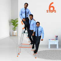 ProHome 6 Steps Ladder with Anti Slip Shoes Aluminium Ladder(With Platform)