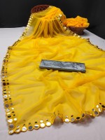 Vivan Fab Embellished Fashion Georgette Saree(Yellow)
