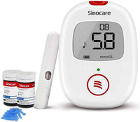 Sinocare Safe AQ Voice With 50Strips Blood Glucose Monitoring System Glucometer(White)