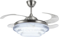 Kanz Enterprises Designer Modern Imported K-526 with LED Light & Remote Control, Lookalike Chandelier Lamp, Transparent Acrylic Retractable 4 Blade Ceiling Fan(Steel, Pack of 1)