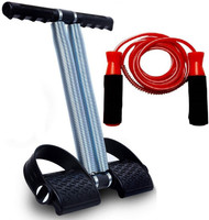 Dr Patra Body Workout Sports Equipments Pack of 2 Athletes CHOICE Workout COMBO | Gym Training, Body Fitness | 1x SingleBand Tummy Trimmer | 1xSkipping Rope | Home Exercise, TRUSTED by DR. | Body Fat loss and cutter- GreyRed Fitness Accessory Kit Kit