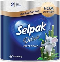 Selpak 2 Ply (DOUBLE SIZE) Kitchen Tissue/Towel Paper Roll - 2 Rolls (120+Pulls Per Roll)(2 Ply, 130 Sheets)