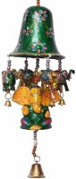 THE DIGITAL STORE Paper Mache Bell with Ganesh & Elephant Decorative Hanging for Festival Wall Home Decoration Toran(Polyester)