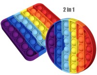 WONDER CREATURES Pop Fidget Toy Push Pop Bubble Fidget Sensory Toy for Kids and Adults Fidget Popper Stress Reliever Sensory Fidget Poppers (Rainbow Pop it) (2 in 1) (Multicolor)(Multicolor)