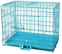 Pet Guard Single Door Folding Metal Dog Cage/Crate/Kennel 18 Inch Blue with Removable Tray Rabbit Cages Hard Crate Pet Crate Bird Cage