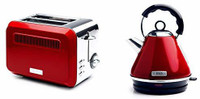 Haden Boston 2 Slice Toaster and ketlle Combo (Red) 240 W Pop Up Toaster(Red)