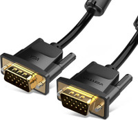 VEnTIOn VGA(3+9) Male to Male Cable 25 m VGA Cable(Compatible with Laptop, Projector, Computer, Black, One Cable)