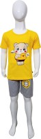 DoDo Baby Boys & Baby Girls Casual T-shirt Pant(Yellow)