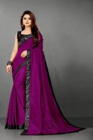 24x7 & Co. Self Design, Embellished Fashion Vichitra, Art Silk Saree(Purple, Black)